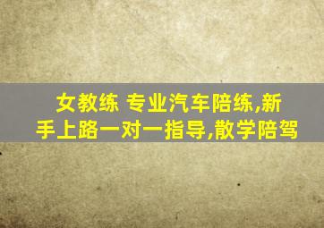 女教练 专业汽车陪练,新手上路一对一指导,散学陪驾